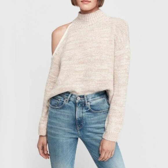 Express Metallic One Shoulder Cut Out Sweater S - Picture 1 of 3
